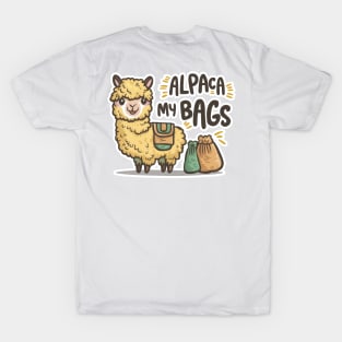 Cute Cartoon Alpaca with Bags - "Alpaca My Bags" T-Shirt